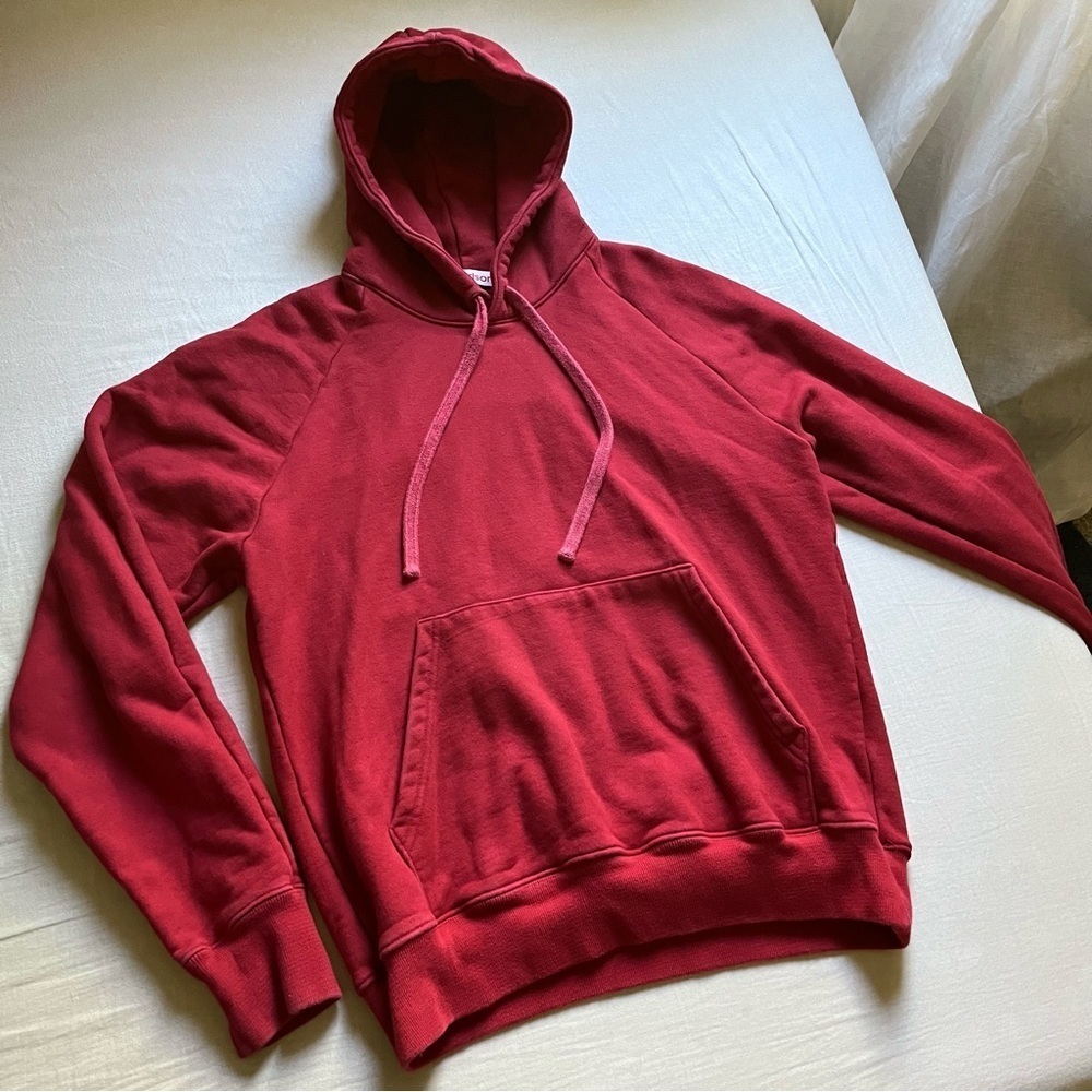 Richardson red knit drawstring long‎ sleeve hoodie sweater